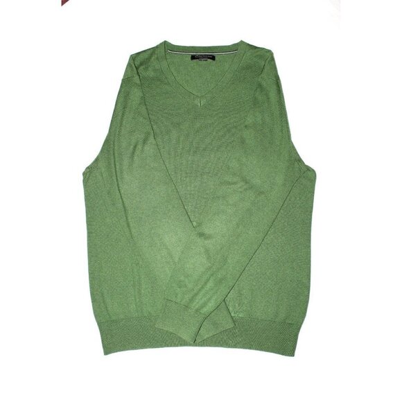 Banana Republic Silk & Cashmere Luxury Blend Men Green Sweater V Neck Size L - Picture 9 of 9